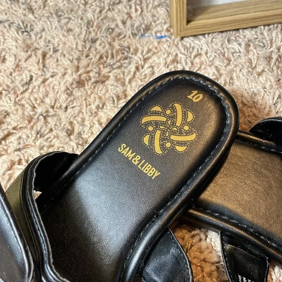 NWOT SAM & LIBBY TIA BOW BLK SLIDE SQ TOE SZ 10 cushion insoles Great Condition - Picture 3 of 11